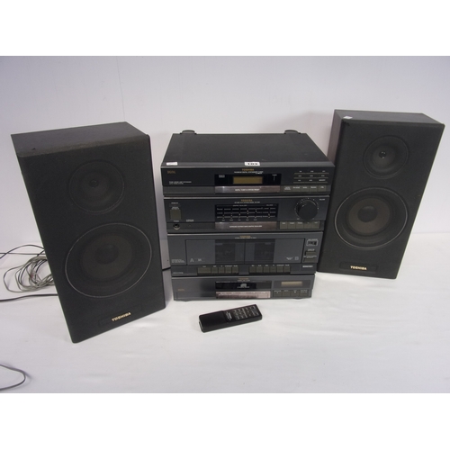 103 - TOSHIBA STEREO SYSTEM : CD MIDI SK3461, STEREO DOUBLE CASSETTE DECK, CD PLAYER, 2 SPEAKERS AND A DIG... 