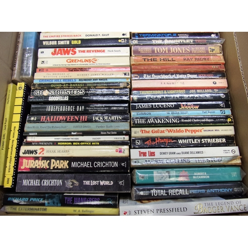 148 - TRAY OF BOOKS SCI-FI AND TV RELATED INCLUDING JAWS SEVERAL JAMES BOND TITLES LOST IN SPACE ETC APPRO... 