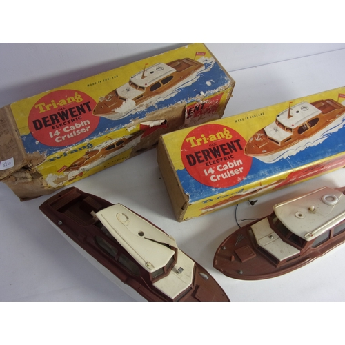 516 - 2 TRIANG 414S DERWENT ELECTRIC CABIN CRUISERS IN BOXES 1 BOX POOR