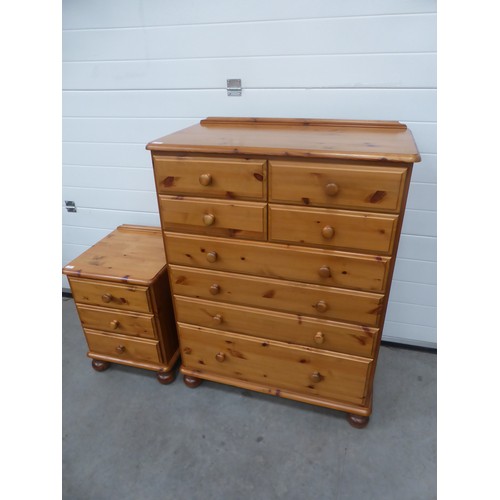 191 - MODERN PINE CHEST OF DRAWERS AND A PINE BEDSIDE CABINET