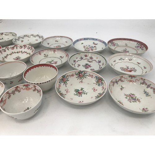 800 - A COLLECTION OF ANTIQUE TEA BOWLS AND SAUCERS