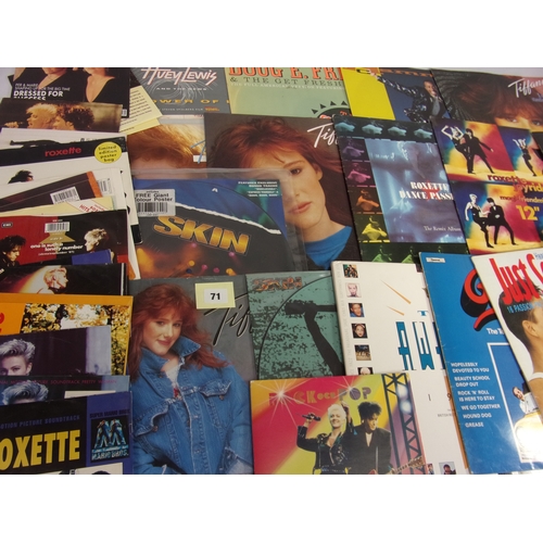 71 - APPROX 25 LP AND 12 INCH SINGLES INCLUDING HUGHIE LEWIS AND THE NEWS DOUG E FRESH TIFFANY ROXETTE TO... 