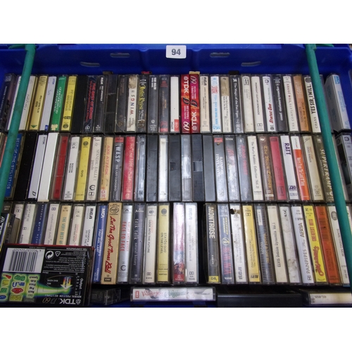 94 - APPROX 180 TAPE CASSETTES 1970S 80S GENRE MUSIC WITH SELECTION OF ARTISTS AND BANDS