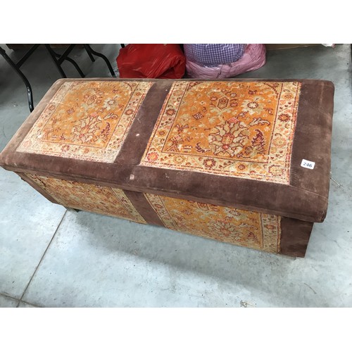 246 - LONG OTTOMAN BOX IN BROWN, PADDED AND LINED