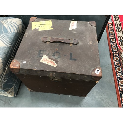 249 - SQUARE TRAVELLING TRUNK BOX