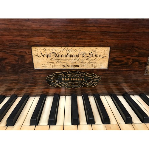 431 - A JOHN BROADWOOD & SONS LONDON SQUARE PIANO MANUFACTURED FOR ELGAR BROTHERS RETAILERS WORCESTER