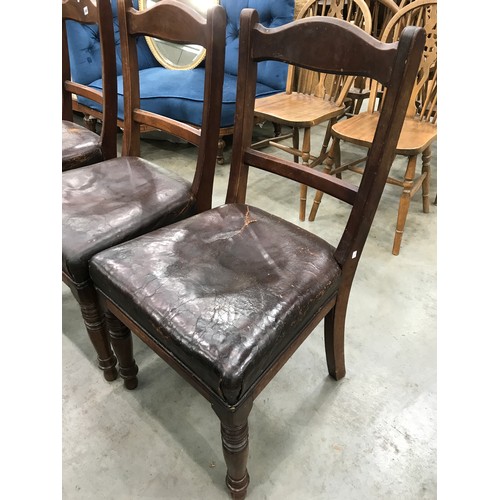 408 - 3 LEATHER PADDED DINING CHAIRS