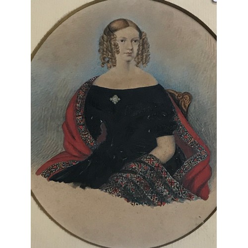 488 - WATERCOLOUR THREE QUARTER PORTRAIT OF A LADY UNSIGNED