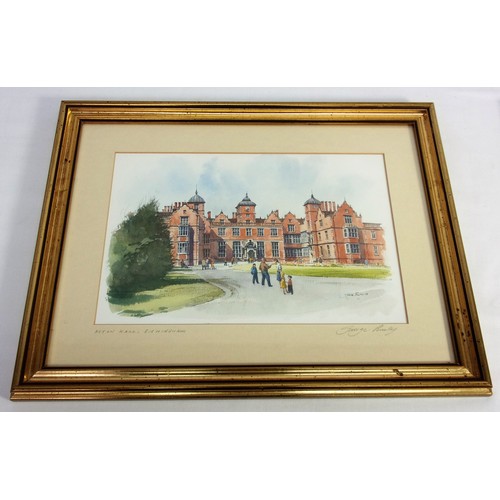 592 - 2 PRINTS COMMISSIONED BY BRITISH GAS BY GEORGE BUSBY MSCD RBSA LIMITED TO 50 PRINTS OF ASTON HALL IN... 