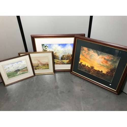 539 - QUANTITY OF MISC WATERCOLOURS AND A SMALL OIL PAINTING IN THE MANNER OF THOMAS SIDNEY COOPER