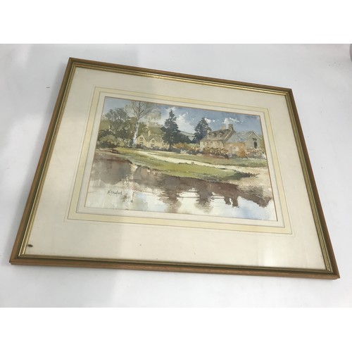 589 - 2 WATERCOLOURS OF COUNTRYSIDE VIEWS BY PETER LONGMAN ENTITLED THE MEADOW AND TRANQUILITY - CATTLE ON... 