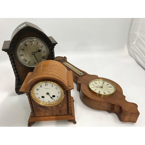 873 - AMERICAN MANTLE CLOCK WM GILBERT CLOCK CO WISCONSIN USA T/W A SMALLER WOODEN CASED MANTLE CLOCK, MOD... 