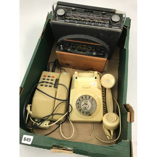 649 - 2 VINTAGE TELEPHONES AND 2 OLD RADIOS