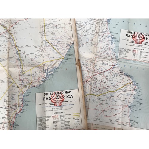 15 - 2 VINTAGE SHELL ROAD MAPS OF EAST AFRICA 
P SECTION 1 AND 2, RARE COPIES OF OLD MAPS SHS 4.00,