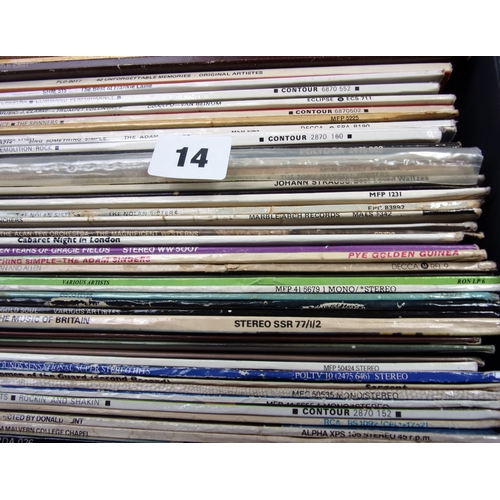 14 - 2 CASES OF MIXED EASY LISTENING SELECTION OF RECORDS APPROX 80 INCLUDING THE MINSTRALS CLP 1460