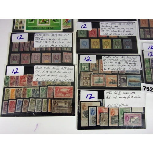 752 - SIERRA LEONE 12 STOCKSHEETS VARIOUS ISSUES FULL SETS AND PART SETS MOSTLY MM OR UMM WITH SOME VFU SE... 