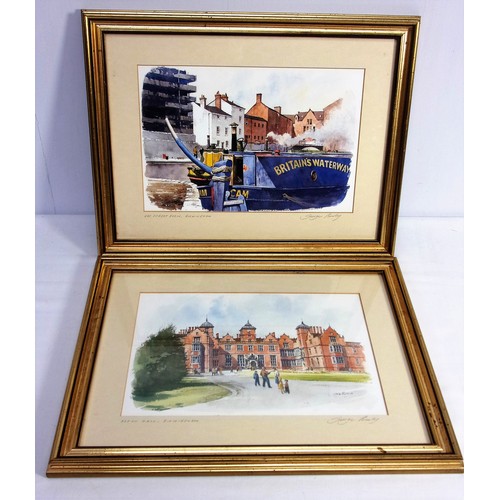 592 - 2 PRINTS COMMISSIONED BY BRITISH GAS BY GEORGE BUSBY MSCD RBSA LIMITED TO 50 PRINTS OF ASTON HALL IN... 