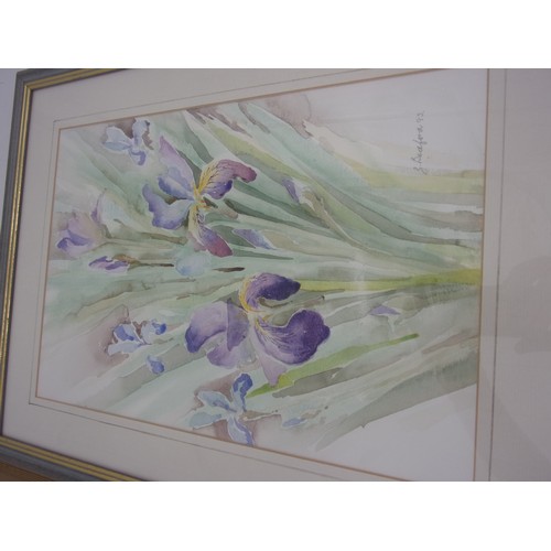 596 - FRAMED WATERCOLOUR OF HAMBELL MILL BY DEREK EASTOE WITH A WATERCOLOUR OF FLOWERS SIGNED BEDFORD 93 A... 