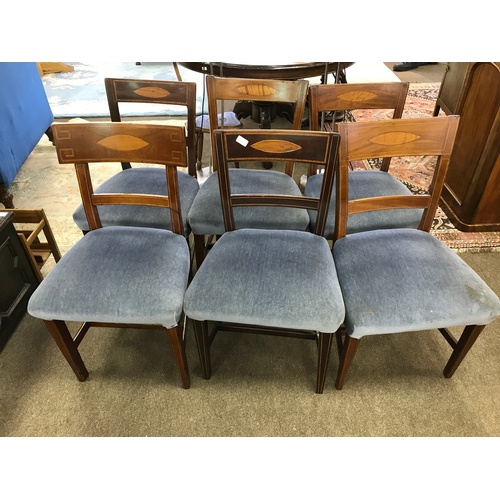 449 - SET OF 6 EDWARDIAN MAHOGANY OVER STUFFED DINING CHAIRS