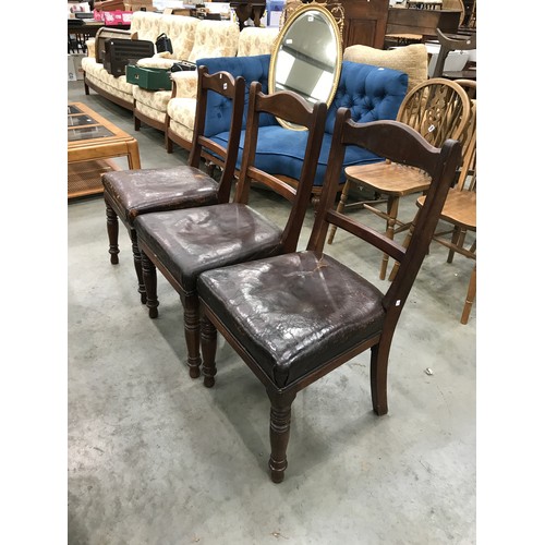 450 - 3 LEATHER PADDED DINING CHAIRS