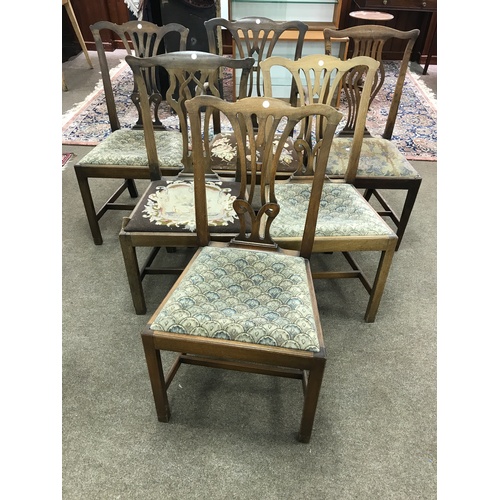 444 - MISC. DINING CHAIRS INCLUDING SET OF 3 PLUS CARVER ONE OTHER WITH JAMES KEEFE LABEL AND ONE OTHER