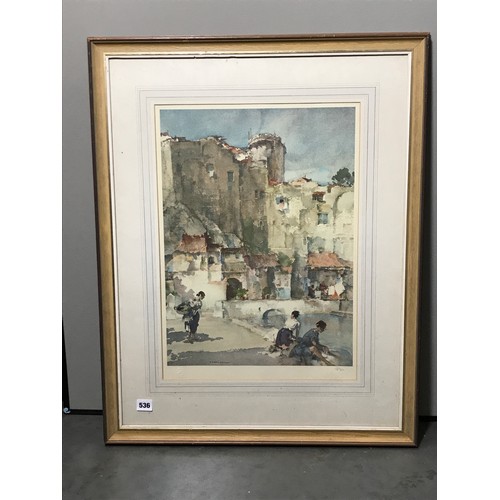 584 - SIR WILLIAM RUSSELL FLINT FRAMED PRINT WITH GALLERY STAMP AND NUMBER 250/850 APPROX. 21 X 15 INCHES ... 