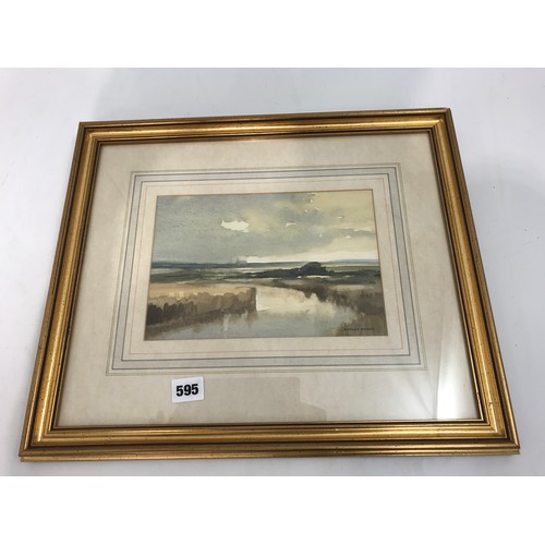 546 - FRAMED WATERCOLOUR SIGNED DUDLEY BURNS OF STORM APPROACHING COASTAL SCENE