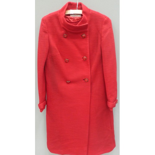 1338 - VINTAGE FASHION, LADIES SCARLET BERNARD RUSSELL DRESS AND MATCHING COAT AND AN ALEXON JACKET