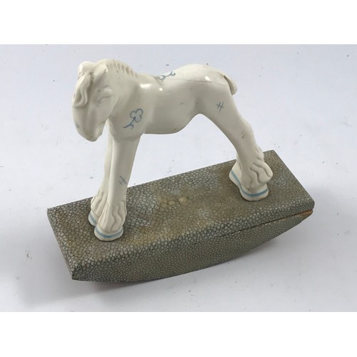 1738 - A RARE ROYAL WORCESTER ROCKING HORSE BLOTTER A/F