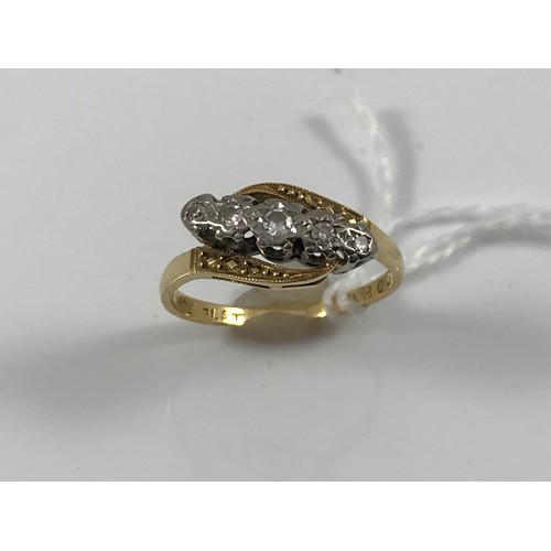 2173 - 5 STONE DIAMOND RING STAMPED 18CT PLAT. APPROX. 2.5g GROSS