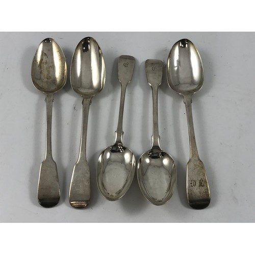 1942 - 2 PAIRS GEORGIAN SILVER TABLE SPOONS AND 1 OTHER, APPROX. 340g