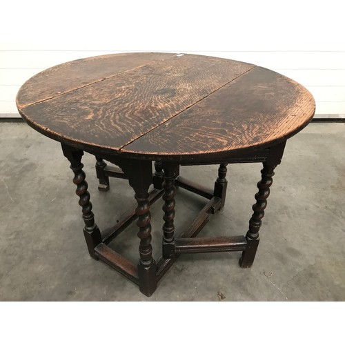 262 - POSSIBLY 18th CENTURY, OAK DROP LEAF BARLEY TWIST TABLE