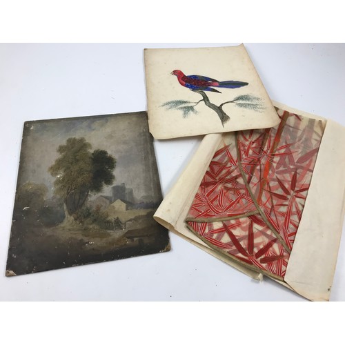 563 - MISC PICTURES PRINTS ETC INCLUDING PAINTED SILK, POSSIBLY CHINESE, UNFRAMED OIL ON PANEL, UNFRAMED W... 