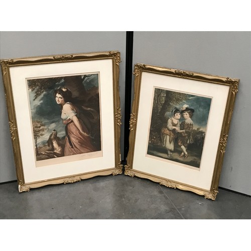 608 - ANTOINE GAYMARD PAIR OF SIGNED MEZZOTINTS LARGEST APPROX 44 X 34.5 cm