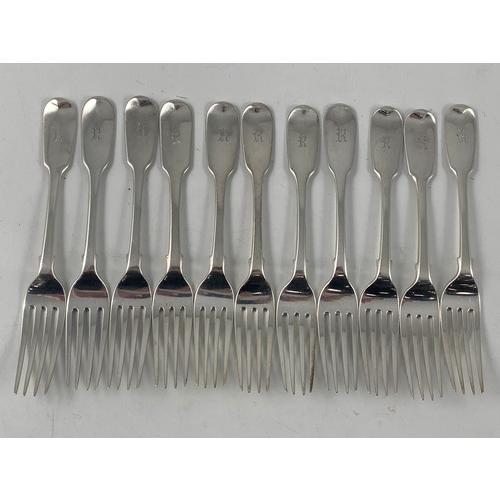 1948 - 11 SILVER DESSERT FORKS APPROX. 535g