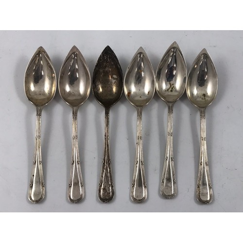 1938 - 6 SILVER GRAPEFRUIT SPOONS APPROX 210g