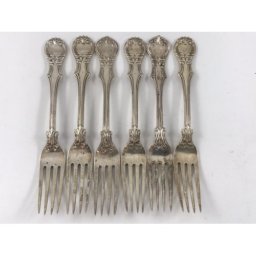 1937 - 6 SILVER DESSERT FORKS APPROX. 375g