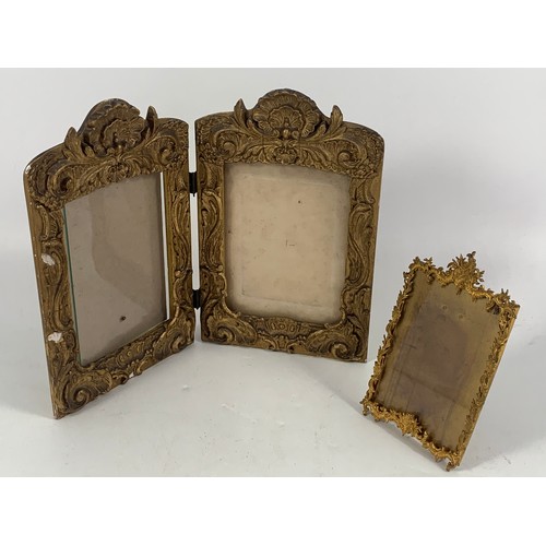 1824 - FOLDING PHOTOGRAPH FRAME AND A GOOD QUALITY GILT METAL EASEL TYPE PHOTOGRAPH FRAME