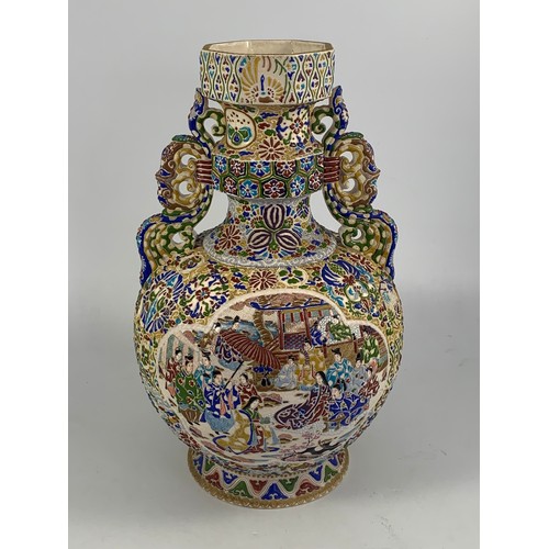 1759 - A LARGE AND VERY DECORATIVE JAPANESE SATSUMA 2 HANDLED VASE, approx. 47 cm