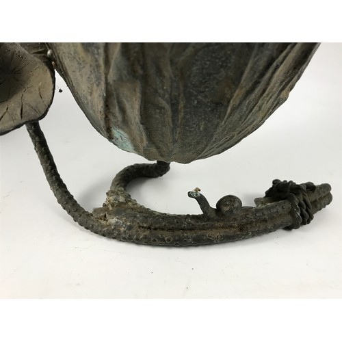 1823 - PR. UNUSUAL SPELTER (?) LILY FORM VASES WITH APPLIED FROG AND SNAIL DECORATION, APPROX. 20 CM H.