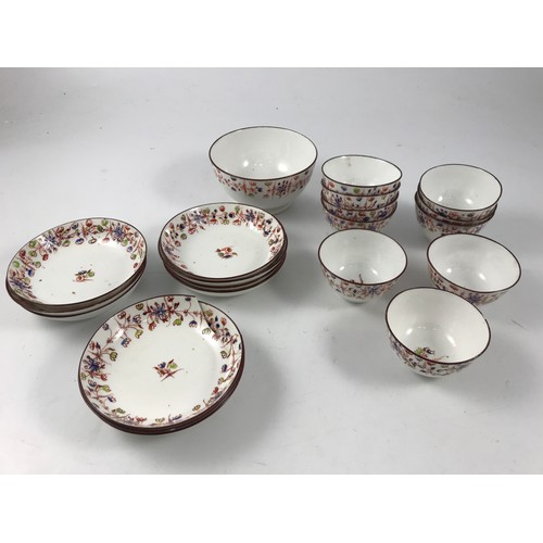 1749 - SET OF EARLY ENGLISH TEA BOWLS AND SAUCERS TOGETHER WITH A SLOP BOWL