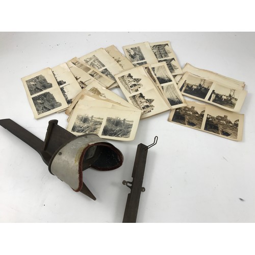 1825 - STEREOSCOPE VIEWER AND CARDS IN BOX