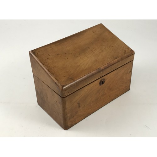 923 - WALNUT STATIONERY BOX WITH HINGED SLOPING TOP