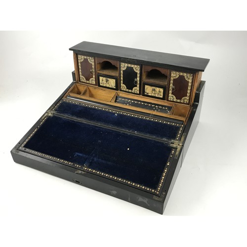 1822 - UNUSUAL LACQUERED WRITING BOX WITH FITTED INTERIOR