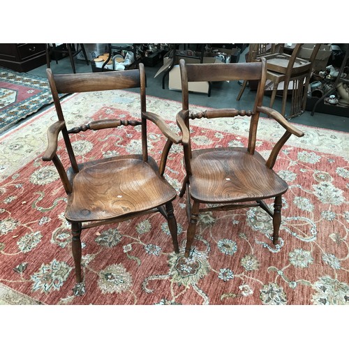 423 - PAIR OF GOOD QUALITY ELM ELBOW CHAIRS