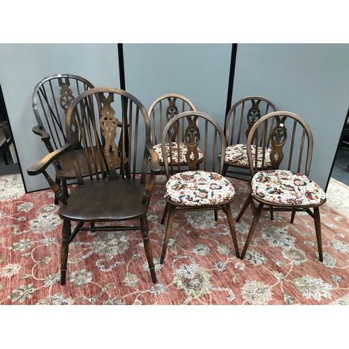 443 - 2 WHEEL BACK DINING CHAIRS AND 4 OTHERS