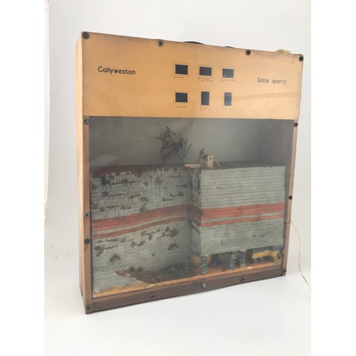 673 - PORTABLE CASED WORKING MODEL OF COLLYWESTON SLATE QUARRY A/F