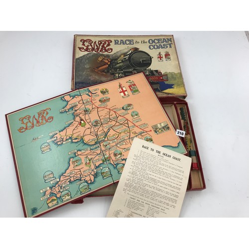 210 - ORIGINAL GREAT WESTERN RAILWAY GAME “TO THE OCEAN COAST” BOARD GAME COMPRISING BOARD INSTRUCTIONS 3 ... 