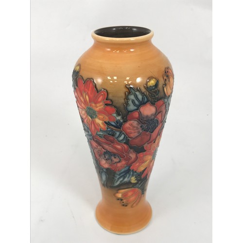 1745 - MOORCROFT TRIAL PIECE TUBE LINE ORANGE GROUND VASE DATED 19.11.98, approx. 21 cm