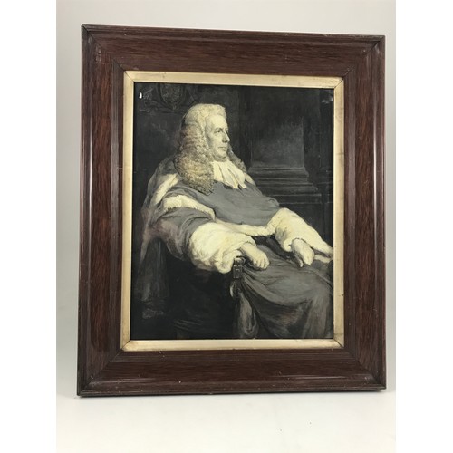 1530 - SEPIA OIL ON PAPER PAINTING DEPICTING JUDGE AMPLETT, APPROX. 50 x 41 cm